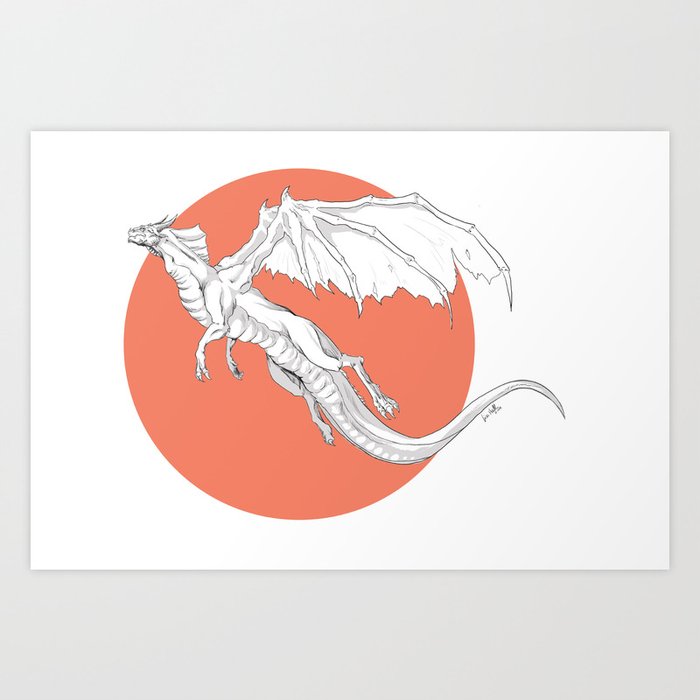 Red Sun Dragon Art Print