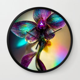 purple orchid Wall Clock | Haroulita, Purpleorchid, Graphicdesign, Magicorchid, Colorfulflowers, Colorfulorchid, Modernorchid, Digital, Fantasyart, Rainbow 