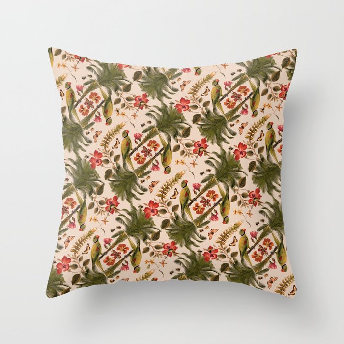 Parrots and palms. Throw Pillow