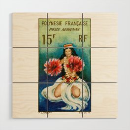 1958 FRENCH POLYNESIA Tahitian Dancer Postage Stamp Wood Wall Art