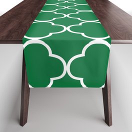 Quatrefoil (White & Olive Pattern) Table Runner