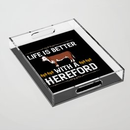 Hereford Cow Cattle Bull Beef Farm Acrylic Tray