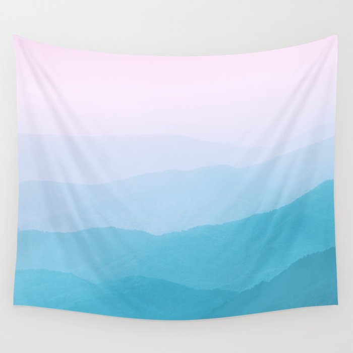 The Prettiest Pastel Sunset - Smoky Mountains Wall Tapestry