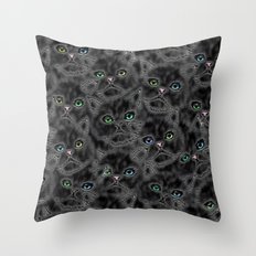 Black Kitten Faces Throw Pillow
