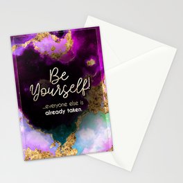 Be Yourself Rainbow Gold Quote Motivational Art Stationery Card