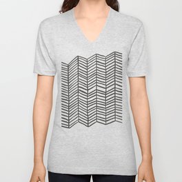 Herringbone – Black & White V Neck T Shirt