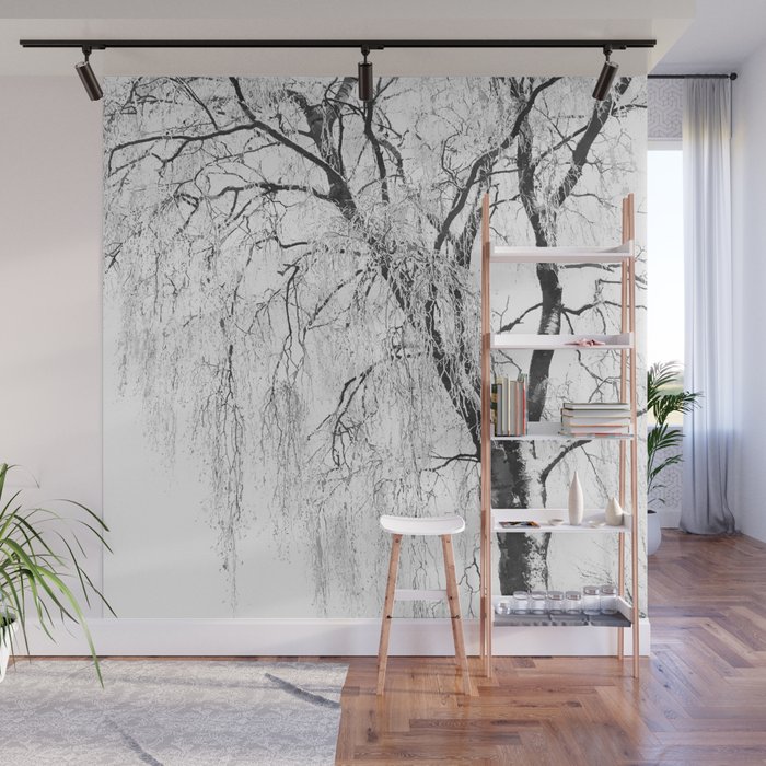 White snow tree Wall Mural