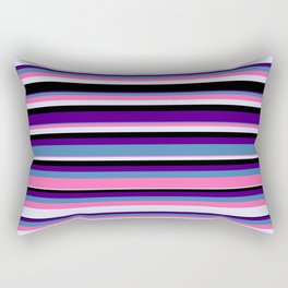 [ Thumbnail: Eyecatching Indigo, Blue, Hot Pink, Lavender, and Black Colored Lines Pattern Rectangular Pillow ]