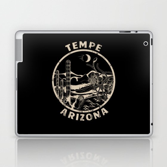 Tempe Arizona Linocut Distressed Desert Illustration Laptop & iPad Skin