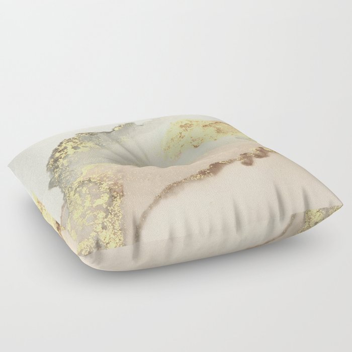 Elegant Golden Stroke | Marble Design Floor Pillow