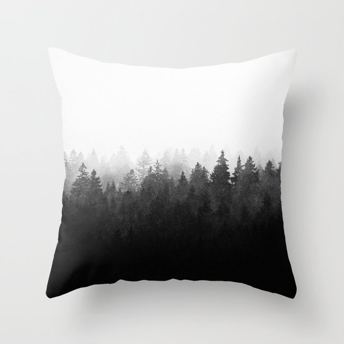 A Wilderness Somewhere // Misty Wild Romantic Dark Forest With Cascadia Trees Covered In Magic Fog Throw Pillow