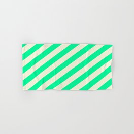 [ Thumbnail: Green and Beige Colored Lines/Stripes Pattern Hand & Bath Towel ]