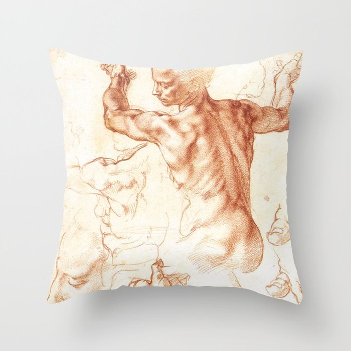 Michelangelo. Studies for The Libyan Sibyl. Throw Pillow