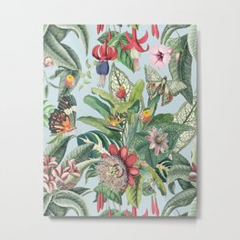 Tropical Paradise VI Metal Print | Palms, Red, Strelitzia, Painting, Butterflies, Green, Leaves, Botany, Rainforest, Jungle 