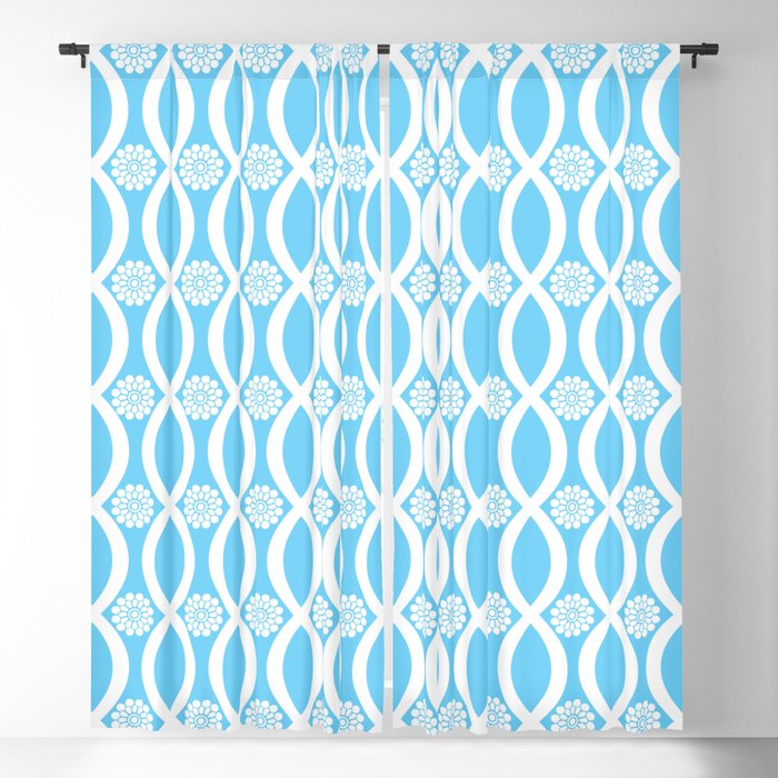 Floral Twist Pastel Blue Blackout Curtain