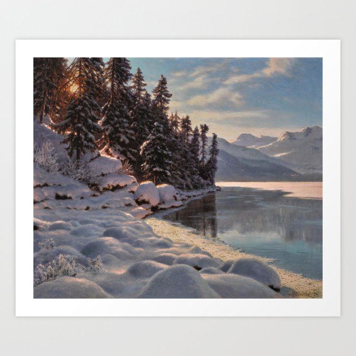 Winter Sunrise Lakeside in the Mountains by Ivan Fedorovich Choultsé Art Print