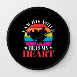 I Am His Voice He Is My Heart Autism Wall Clock