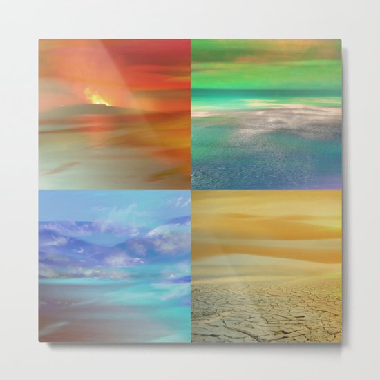 The Four Elements: Fire, Water, Air, Earth Metal Print