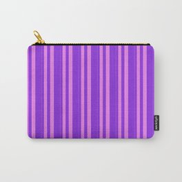 [ Thumbnail: Violet and Purple Colored Stripes/Lines Pattern Carry-All Pouch ]