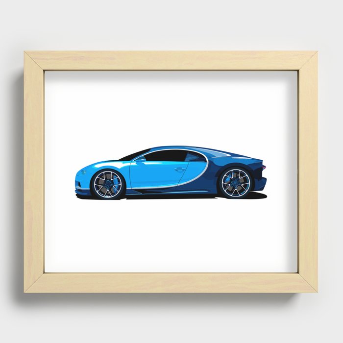 Cool Supercar blue side view illustration  Recessed Framed Print