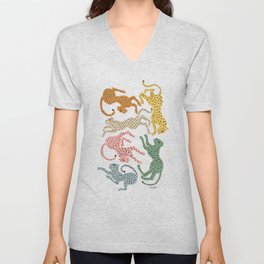 Rainbow Cheetah V Neck T Shirt