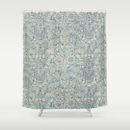 William Morris Vintage Sunflower Blue Slate & Vellum Shower Curtain