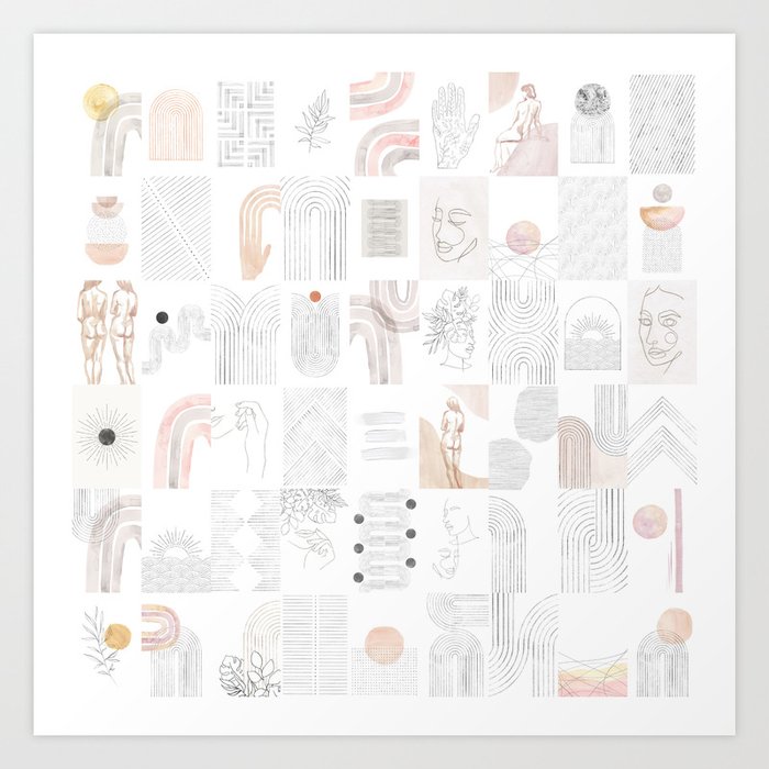 Aesthetic Wall Collage Art Print By Whales Way Society6