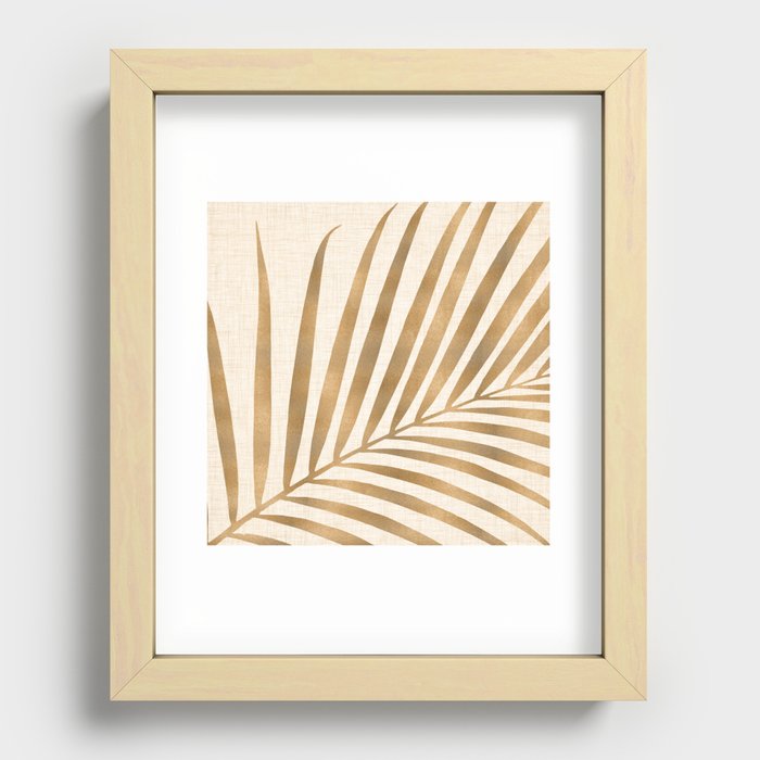 Gold Tropical Leaf Recessed Framed Print
