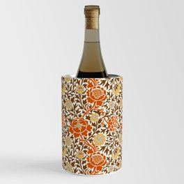 Jacobean Floral Wallpaper, Orange Brown & Mustard Gold Wine Chiller