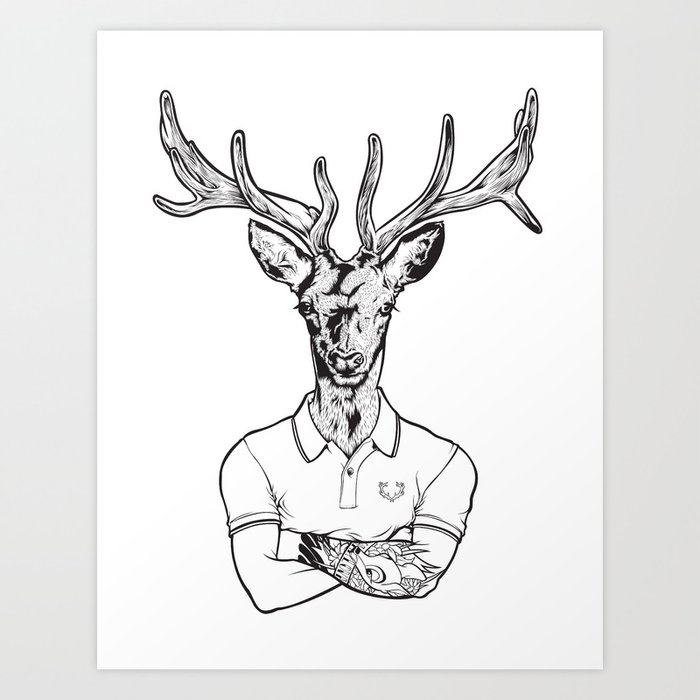 bambi's a grown up now  Black Art Print