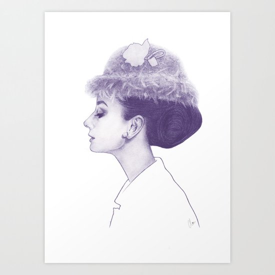 Audrey Hepburn in Purple Art Print