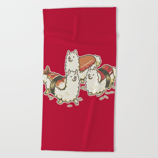 Alpaca Sushi Niguiri Beach Towel