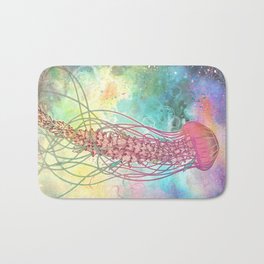 Space Jelly Bath Mat | Animal, Neon, Illustration, Trippy, Psychedelic, Watercolor, Galaxy, Stars, Painting, Ocean 