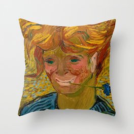 Young Man with Cornflower, 1890 by Vincent van Gogh Throw Pillow