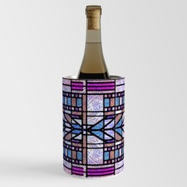 Purple and Blue Art Deco Stained Glass Design Wine Chiller