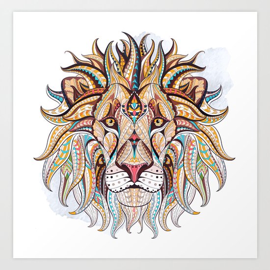Brown Ethnic Lion Art Print