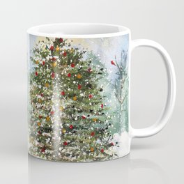 Snowy Christmas Tree in the Woods Original Watercolor Coffee Mug