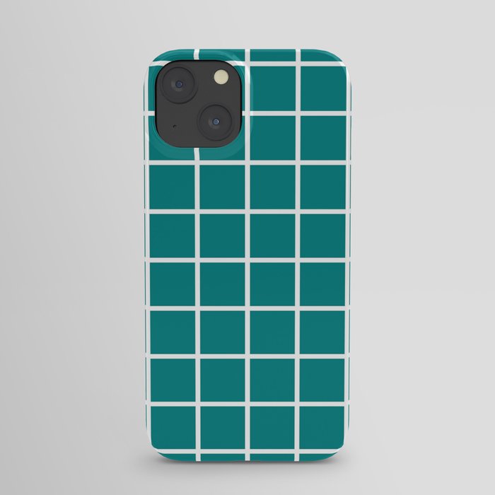 GRID (WHITE & TEAL) iPhone Case