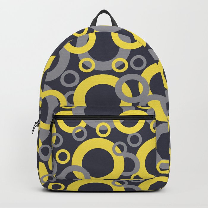 Yellow Grey Navy Blue Circle Pattern Pantone 2021 Color of the Years and Accent Shades Backpack