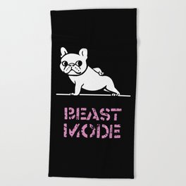 BEAST MODE FRENCH BULLDOG Beach Towel