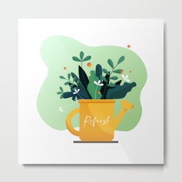 Refresh - Plant Jar Metal Print | Popularprint, Refresh, Fresh, Plantdesign, Greenflower, Leaf, Greenleaf, Minimal, Cleanandneat, Plantjar 