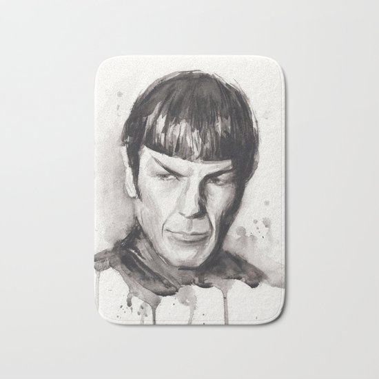 Spock Watercolor Portrait Bath Mat