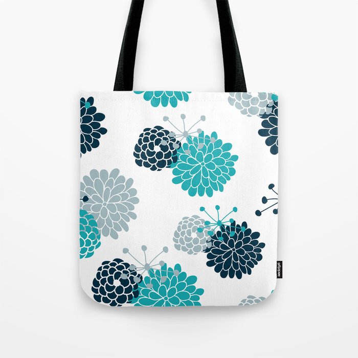 Turquoise Floral Tote Bag
