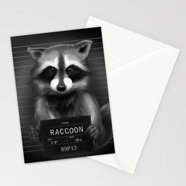 Raccoon Mugshot Stationery Cards