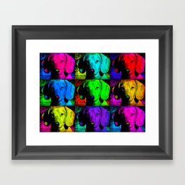 Colorful Pop Art Dachshund Doxie Face Closeup Tiled Image Framed Art Print