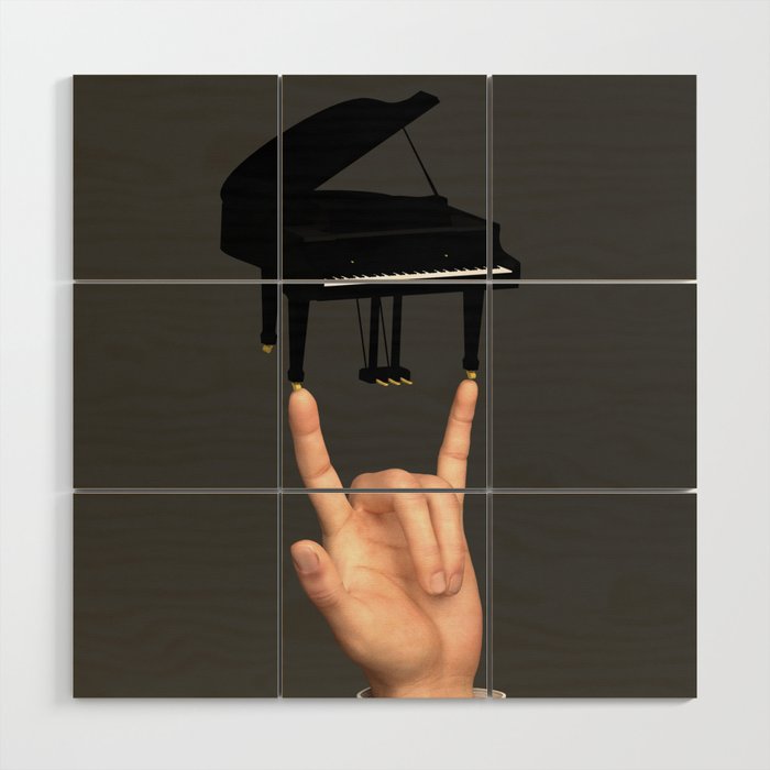 The tiny piano  on the rock sign Wood Wall Art