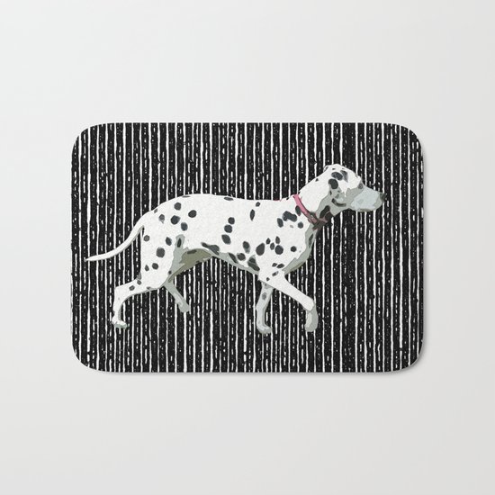 Lily on black Bath Mat