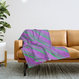 [ Thumbnail: Sea Green and Orchid Colored Lines Pattern Throw Blanket ]