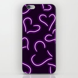 Neon Hearts Purple iPhone Skin