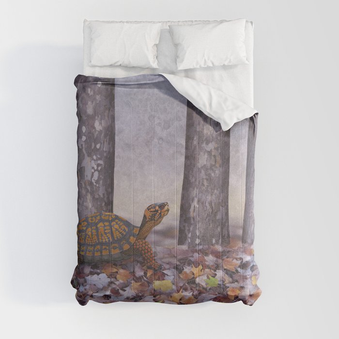 eastern box turtle in the forest Comforter